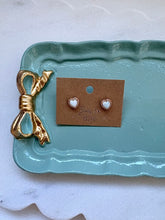 Load image into Gallery viewer, Stone Heart Mini Earring- Sterling Silver