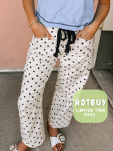 Load image into Gallery viewer, B&W Polka Rope tie Barrel Denim- stretch