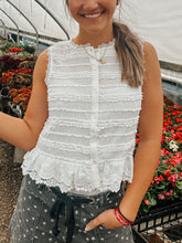 Load image into Gallery viewer, Maize Ruffled Trendy White Tank