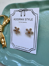 Load image into Gallery viewer, Diamond Flower Mini Earring- Sterling Silver