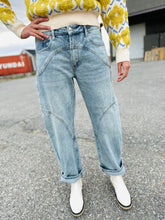 Load image into Gallery viewer, Swift Tall Cuff Barrel Statement Denim Pants- stretchy