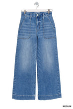 Load image into Gallery viewer, Flirty Patch Pocket Wide Leg Denim- Super Stretchy