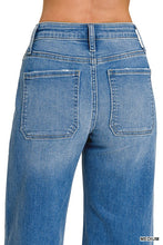 Load image into Gallery viewer, Flirty Patch Pocket Wide Leg Denim- Super Stretchy