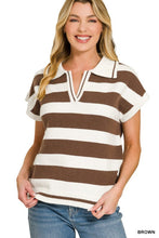 Load image into Gallery viewer, Hilton Chocolate Bold Stripe Sweater Vest