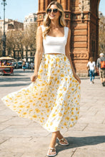 Load image into Gallery viewer, Sunflower Daisy Tiered Skirt- Stretch Waist