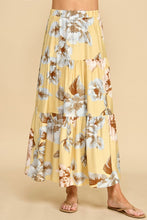 Load image into Gallery viewer, Yellow Floral Scattered Bloom Tiered Skirt-