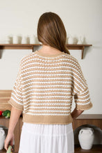 Load image into Gallery viewer, Teddy Brown Striped Crochet Cami Sweater