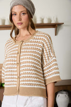Load image into Gallery viewer, Teddy Brown Striped Crochet Cami Sweater