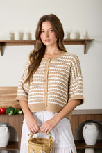Load image into Gallery viewer, Teddy Brown Striped Crochet Cami Sweater