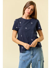 Load image into Gallery viewer, Stars N Navy Cotton Top - stretch