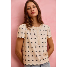 Load image into Gallery viewer, Dainty Polka Dot Knit Short Sleeve Top- stretch