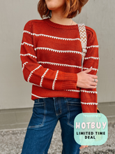 Load image into Gallery viewer, Ava Dashed Brick Red Sweater