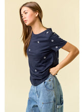 Load image into Gallery viewer, Stars N Navy Cotton Top - stretch