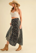 Load image into Gallery viewer, Alexis Black Scattered Bloom Skirt- Elastic Waist