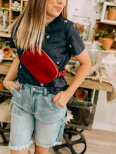 Load image into Gallery viewer, Stars N Navy Cotton Top - stretch