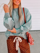 Load image into Gallery viewer, KIM G Teal Bubble Sleeve Fleece Pullover