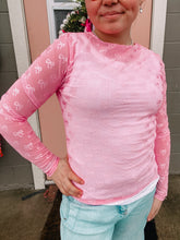 Load image into Gallery viewer, Bows Mesh Light Pink Top - stretchy