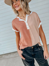 Load image into Gallery viewer, Sandstone Colorblock Knit Top -Stretchy