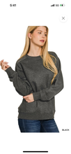 Load image into Gallery viewer, Charcoal Mineral Wash Sweater