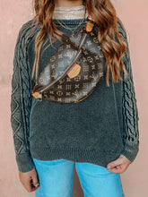 Load image into Gallery viewer, Slate Mineral Washed Cable Sweater