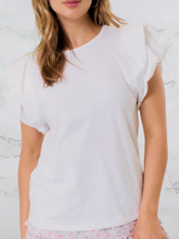 Load image into Gallery viewer, Rickelle DBL Ruffle Sleeve Cotton Tee-Stretch