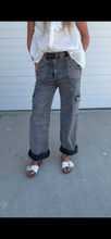 Load image into Gallery viewer, Manhatten Grey Washed Subtle Barrel Denin Pants- mid rise