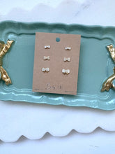 Load image into Gallery viewer, Bow 3 Piece Set Mini Earring- Sterling Silver