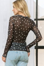 Load image into Gallery viewer, Polka Black-n-White Mesh Top - stretchy