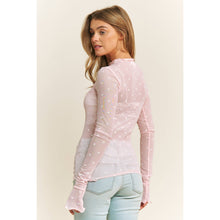 Load image into Gallery viewer, Soft Pink Heart Mesh Top with FLOCKING- stretchy