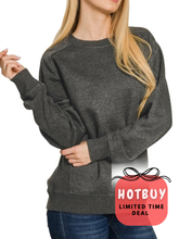 Load image into Gallery viewer, Charcoal Mineral Wash Sweater