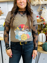 Load image into Gallery viewer, Black Lace Long Sleeve Burnout- stretch