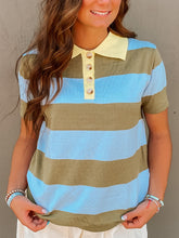 Load image into Gallery viewer, Colorblock Collared Sweater - stretchy