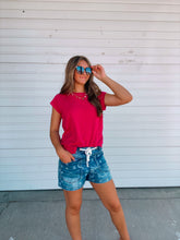 Load image into Gallery viewer, Popping Pink Cap Sleeve Top - stretch