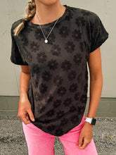 Load image into Gallery viewer, Cuff Sleeve Daisy Textured Top- stretch