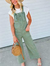 Load image into Gallery viewer, Overall Olive Wide Leg-stretch denim