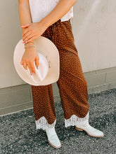 Load image into Gallery viewer, Whimsy Polka Silk Lace Trim Pants