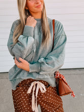 Load image into Gallery viewer, KIM G Teal Bubble Sleeve Fleece Pullover