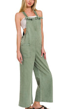 Load image into Gallery viewer, Overall Olive Wide Leg-stretch denim