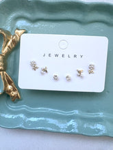 Load image into Gallery viewer, Flower Cherry Pearl 3 Piece Set Mini Earring- Sterling Silver