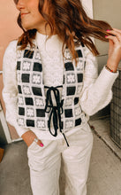 Load image into Gallery viewer, Maya Crochet Check Quilted Tie up Vest
