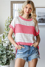 Load image into Gallery viewer, Coral Lace Dash Colorblock Knit Top -Stretchy
