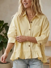Load image into Gallery viewer, Sutton Butter Yellow Button down Blouse- structured