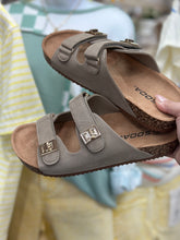Load image into Gallery viewer, Taupe DBL Buckle Birk Dupe Sandal - squish sole