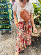 Load image into Gallery viewer, Cognac Elantra Luxe Woven Crossbody Purse