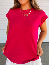 Load image into Gallery viewer, Popping Pink Cap Sleeve Top - stretch