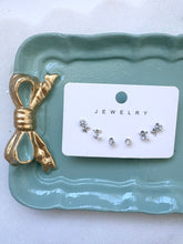 Load image into Gallery viewer, Flower Cherry Pearl 3 Piece Set Mini Earring- Sterling Silver