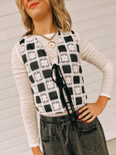 Load image into Gallery viewer, Maya Crochet Check Quilted Tie up Vest