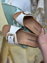 Load image into Gallery viewer, White Buckle Birk Dupe Sandal - squish sole
