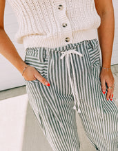 Load image into Gallery viewer, Freya Stripe Dark Green Rope Barrel Denim- Cotton Blend