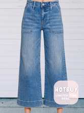 Load image into Gallery viewer, Flirty Patch Pocket Wide Leg Denim- Super Stretchy